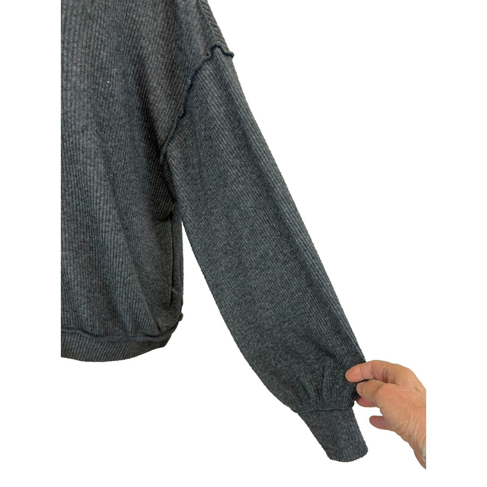 We the Free Oversize Slouchy‎ Top Gray Chinelle Rib Bateau Neck Long Sleeve SZ S - Picture 6 of 13